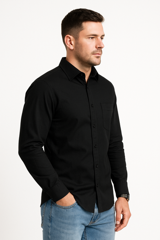 WHOLESALE(B2B) Slim Fit Black Shirt – Full Sleeves, Modern Look